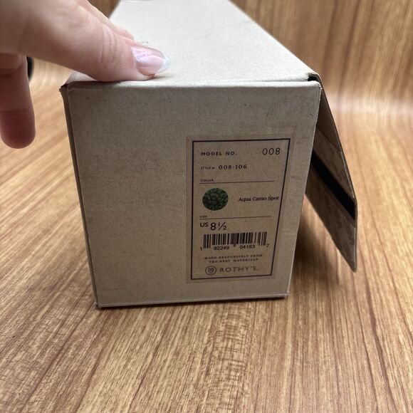 Rothy's The Slide Size US 8.5 Aqua Camo Spot Slip On Flats‎ Sandal RETIRED New - Picture 8 of 8